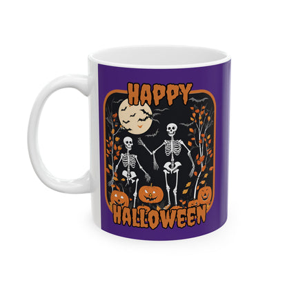 Spooktacular Skeletons of Halloween Purple Mug by CreepyCrafts.boo