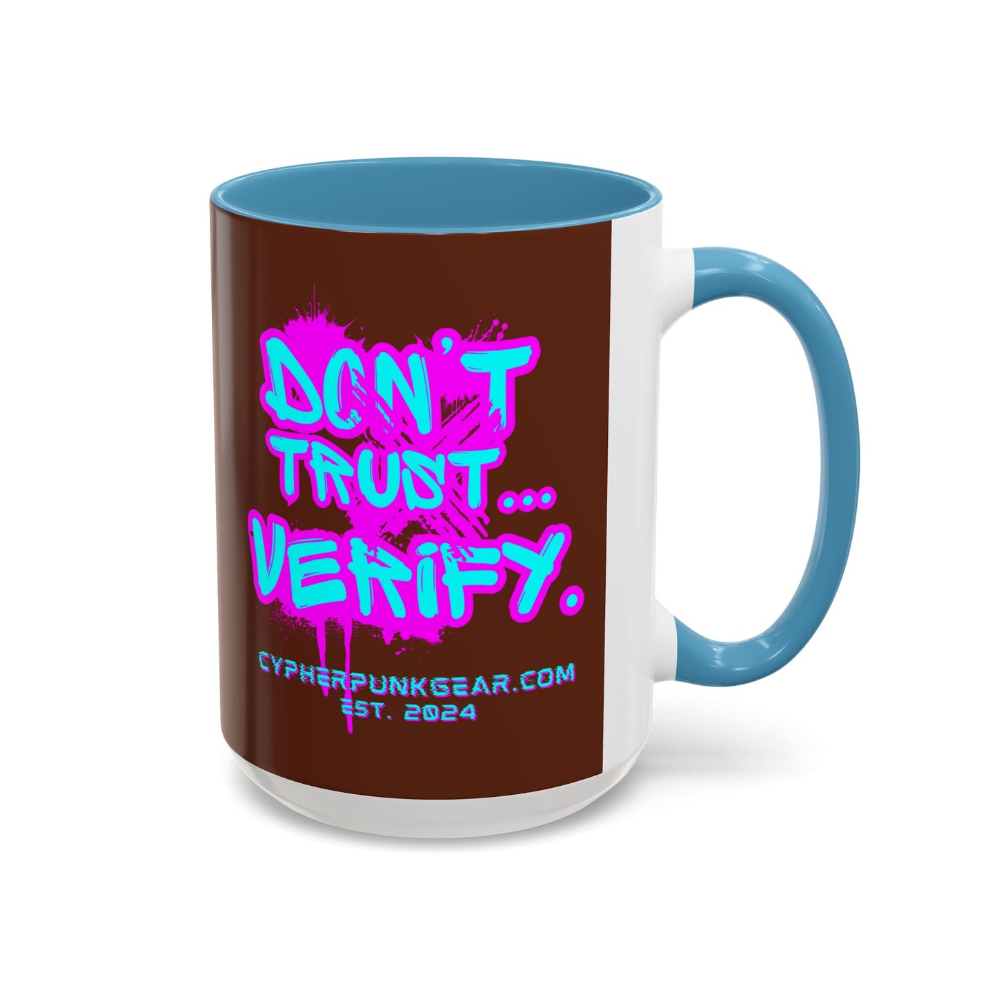 Don't Trust...Verify. Brown Accent Mug by cypherpunkgear.com