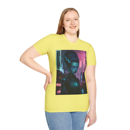 Neon Bride of Frankenstein Light colors Unisex T-Shirt by CreepyCrafts.boo