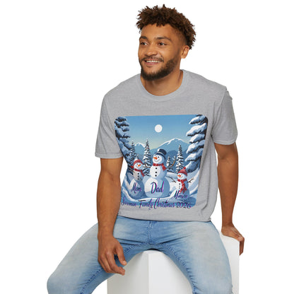 Snowman Family of 3 Light colors Unisex T-Shirt by cypherpunkgear.com