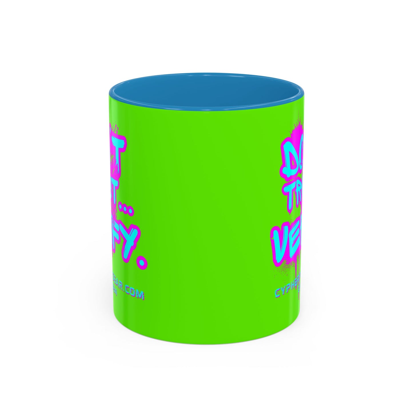 Don't Trust...Verify. Green Accent Mug by cypherpunkgear.com