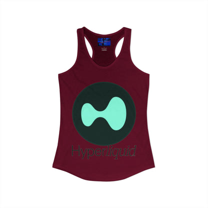 Hyperliquid Black font Women's Racerback Tank Top by cypherpunkgear.com