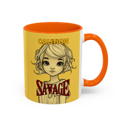 Caution, Savage Yellow Accent Mug by cypherpunkgear.com