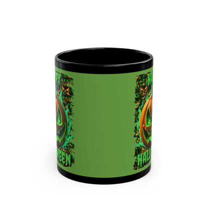 Happy Halloween Green Jack Green Mug by CreepyCrafts.boo