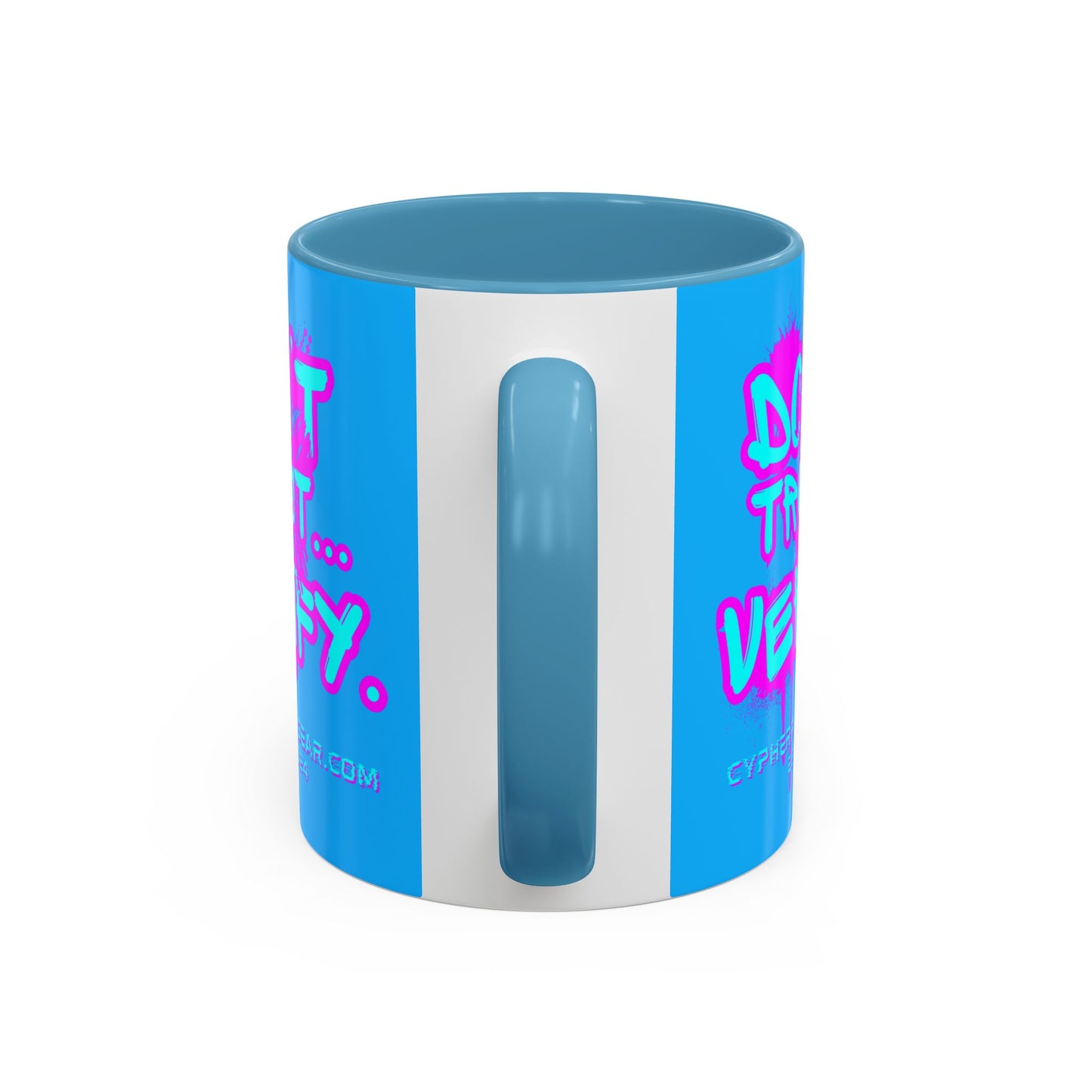 Don't Trust...Verify. Light Blue Accent Mug by cypherpunkgear.com
