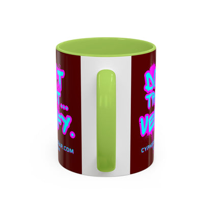 Don't Trust...Verify. Red Accent Mug by cypherpunkgear.com