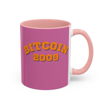 Bitcoin 2009 Pink Accent Mug by cypherpunkgear.com