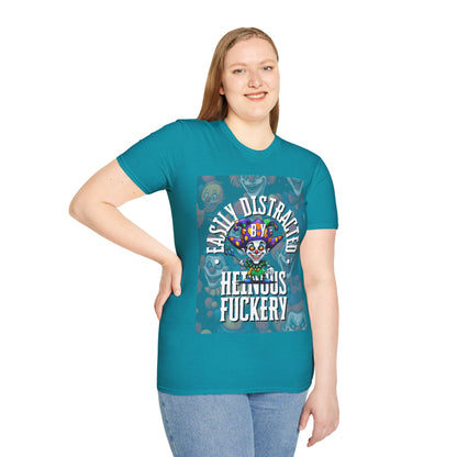 Easily Distracted by Heinous Fuckery Little Jincs DKcolors Unisex T-Shirt by cypherpunkgear.com