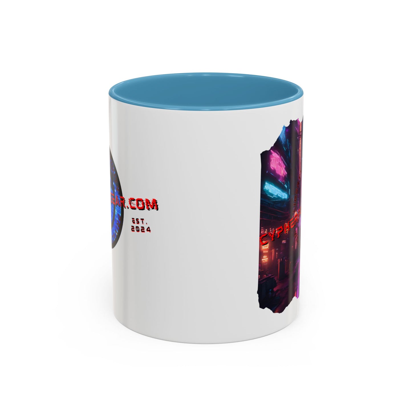 2-sided, cypherpunkgear.com Logo & Cityscape Accent Mug by cypherpunkgear.com