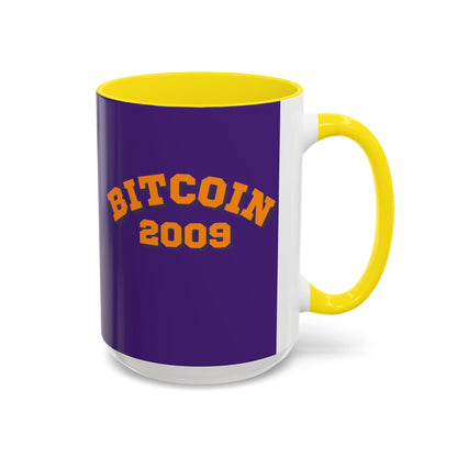 Bitcoin 2009 Dark Purple Accent Mug by cypherpunkgear.com