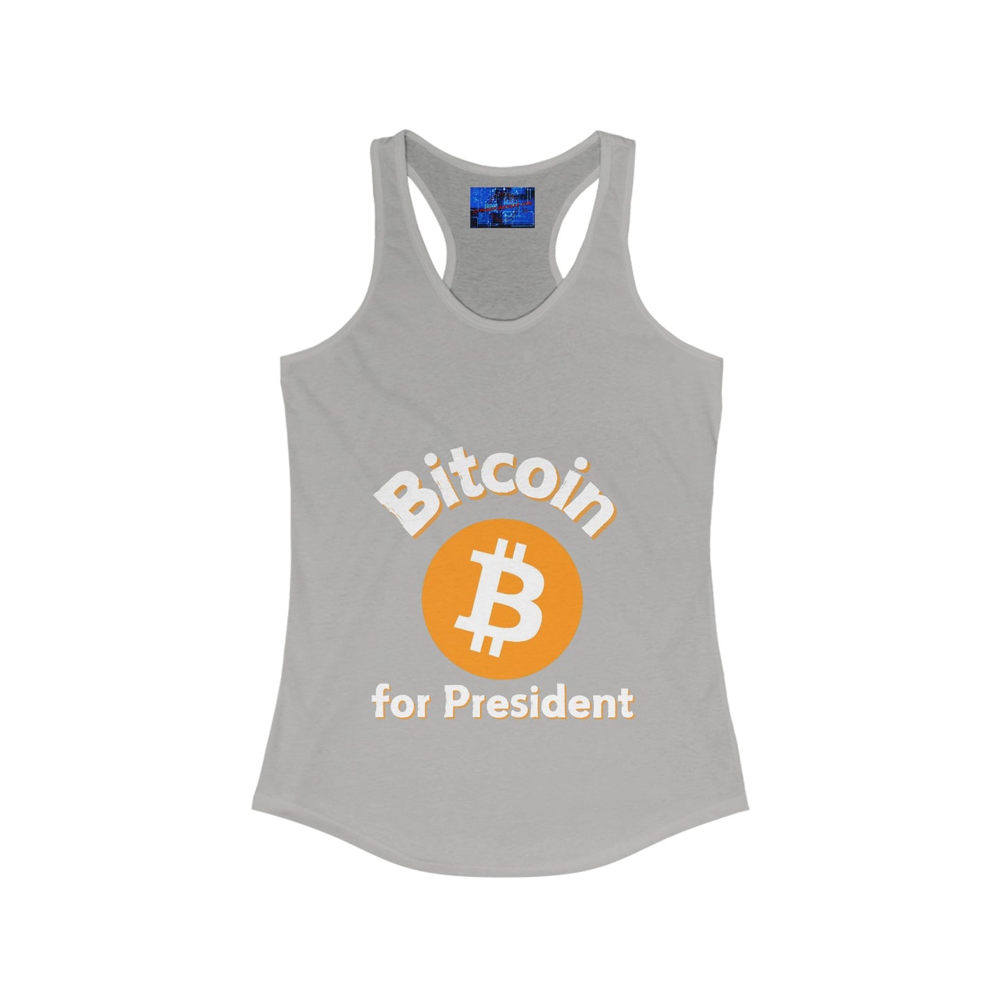 Bitcoin (BTC) for President Women's Racerback Tank Top by cypherpunkgear