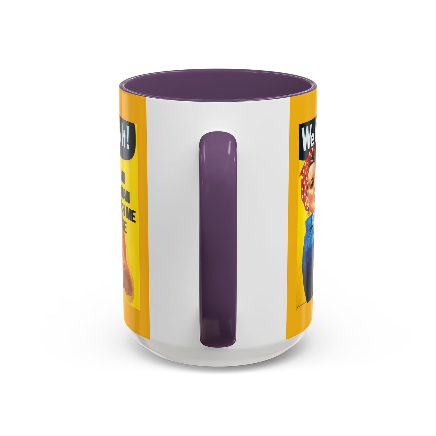 I Am Woman Watch Me Vote Rosie Yellow Accent Mug by cypherpunkgear.com