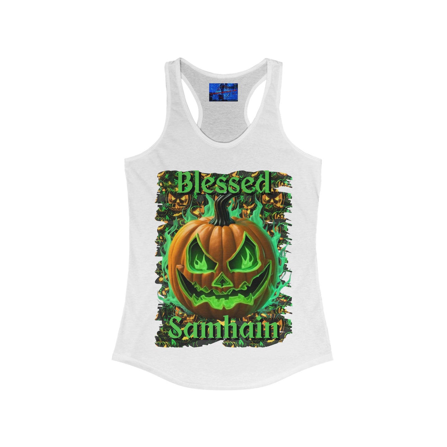 Blessed Samhain Green Jack Women's Racerback Tank Top by cypherpunkgear