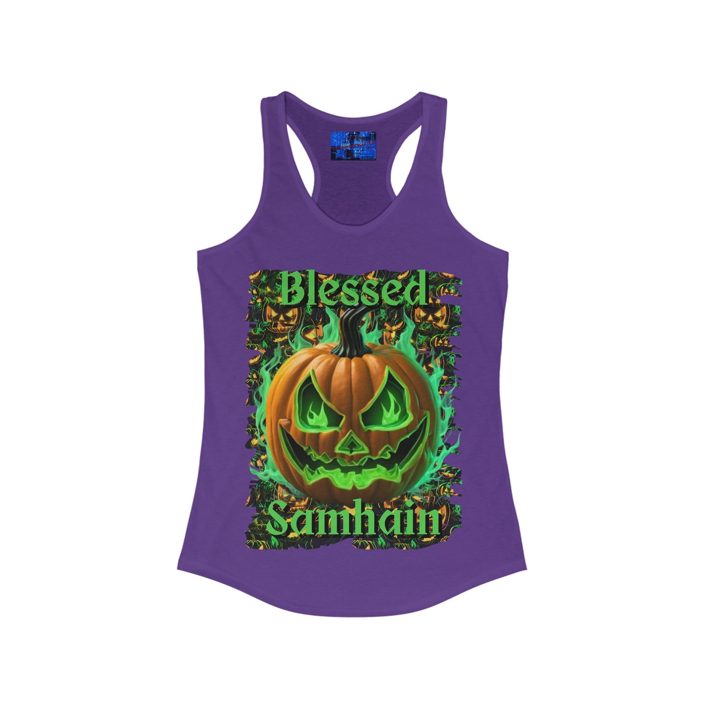 Blessed Samhain Green Jack Women's Racerback Tank Top by cypherpunkgear