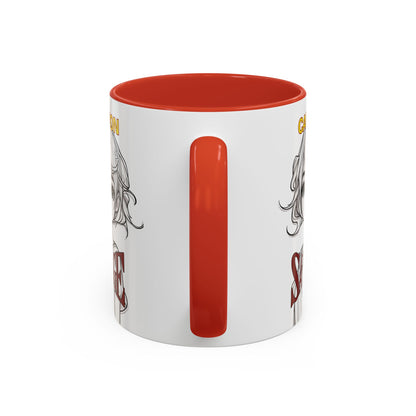 Caution, Savage White Accent Mug by cypherpunkgear.com