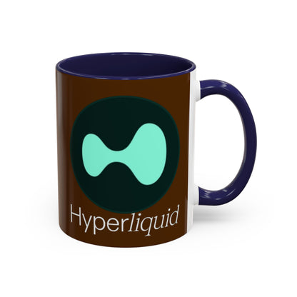 Hyperliquid White font Brown Accent Mug by cypherpunkgear.com