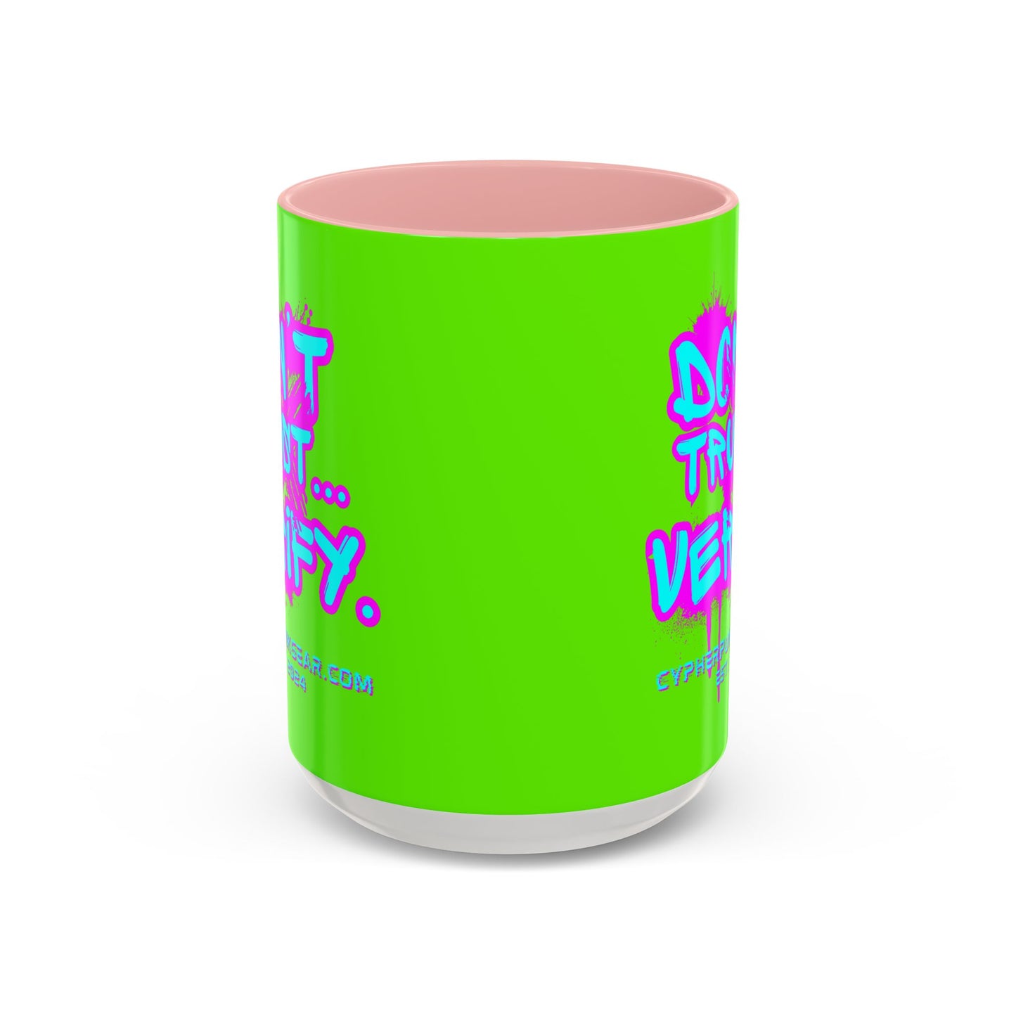 Don't Trust...Verify. Green Accent Mug by cypherpunkgear.com