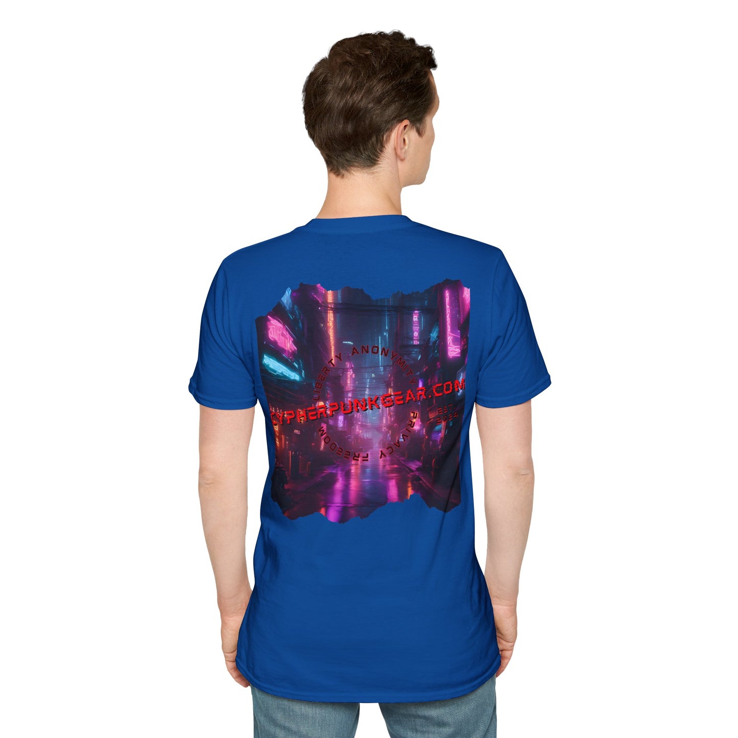 2-sided, cypherpunkgear.com Logo & Cityscape Dark colors Unisex T-Shirt by cypherpunkgear.com