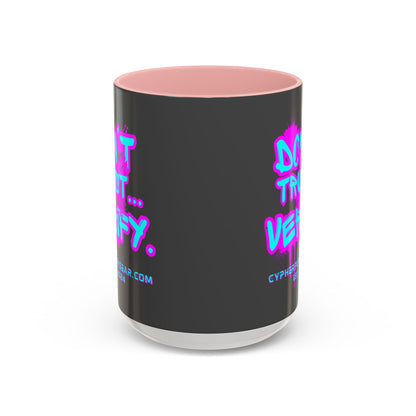 Don't Trust...Verify. Grey Accent Mug by cypherpunkgear.com