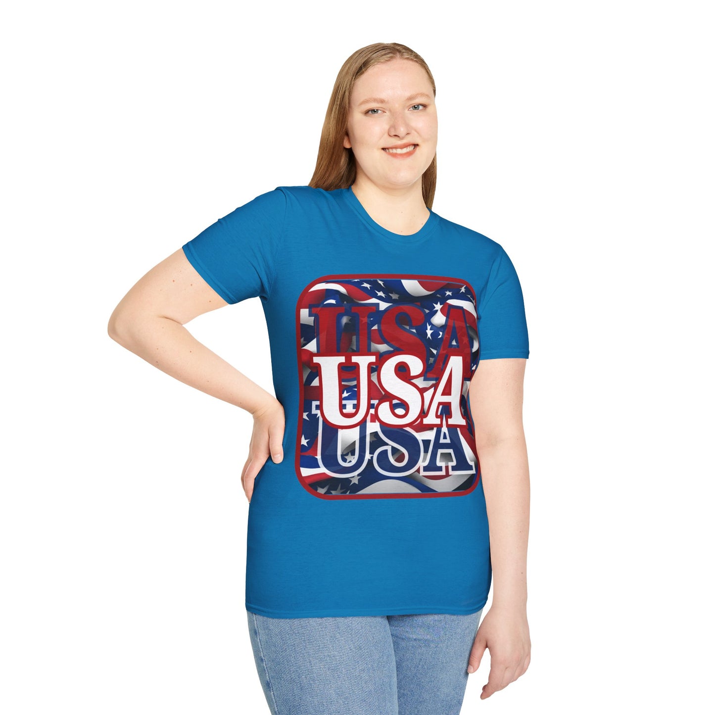 Red WHITE and Blue USA Patriot Dark colors Unisex T-Shirt by cypherpunkgear.com