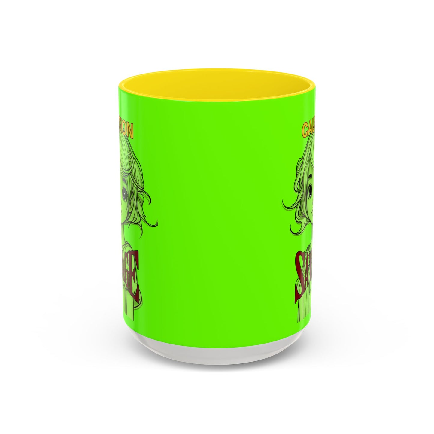 Caution, Savage Light Green Accent Mug by cypherpunkgear.com