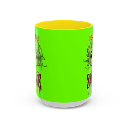 Caution, Savage Light Green Accent Mug by cypherpunkgear.com