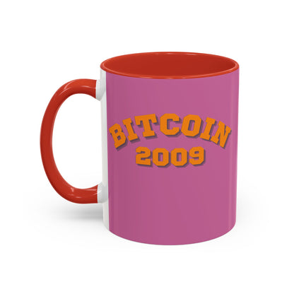Bitcoin 2009 Pink Accent Mug by cypherpunkgear.com