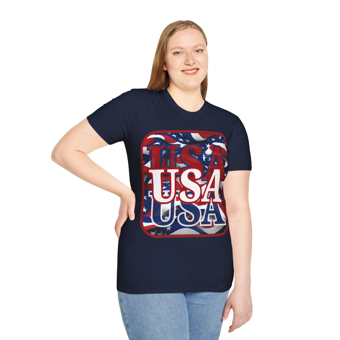 Red WHITE and Blue USA Patriot Dark colors Unisex T-Shirt by cypherpunkgear.com