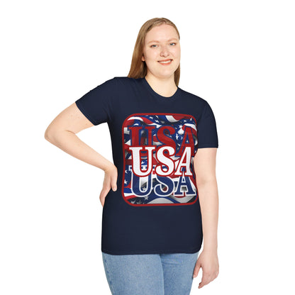 Red WHITE and Blue USA Patriot Dark colors Unisex T-Shirt by cypherpunkgear.com