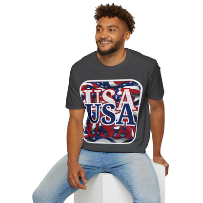 Red White and BLUE USA Patriot Dark colors Unisex T-Shirt by cypherpunkgear.com
