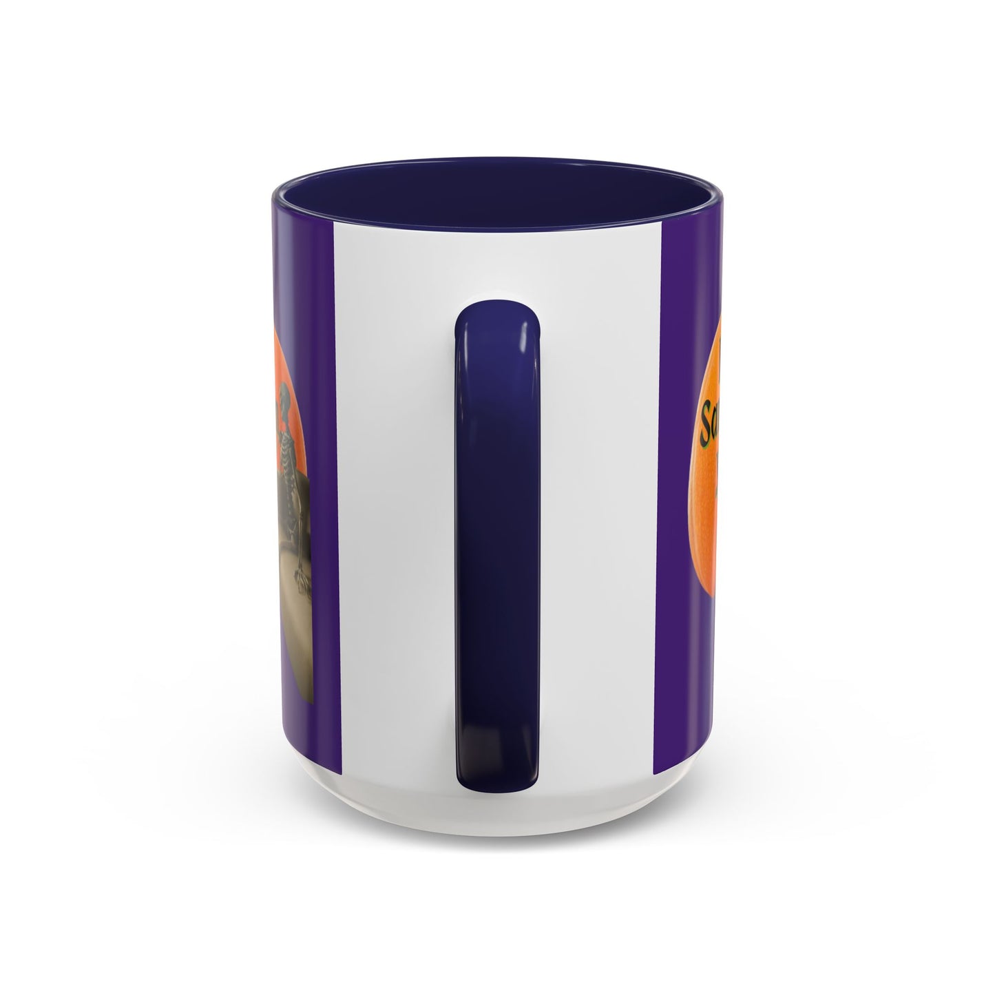 Is It Samhain Yet? Skeleton's Giant Pumpkin Purple Accent Mug by CreepyCrafts.boo
