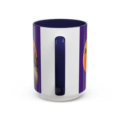 Is It Samhain Yet? Skeleton's Giant Pumpkin Purple Accent Mug by CreepyCrafts.boo