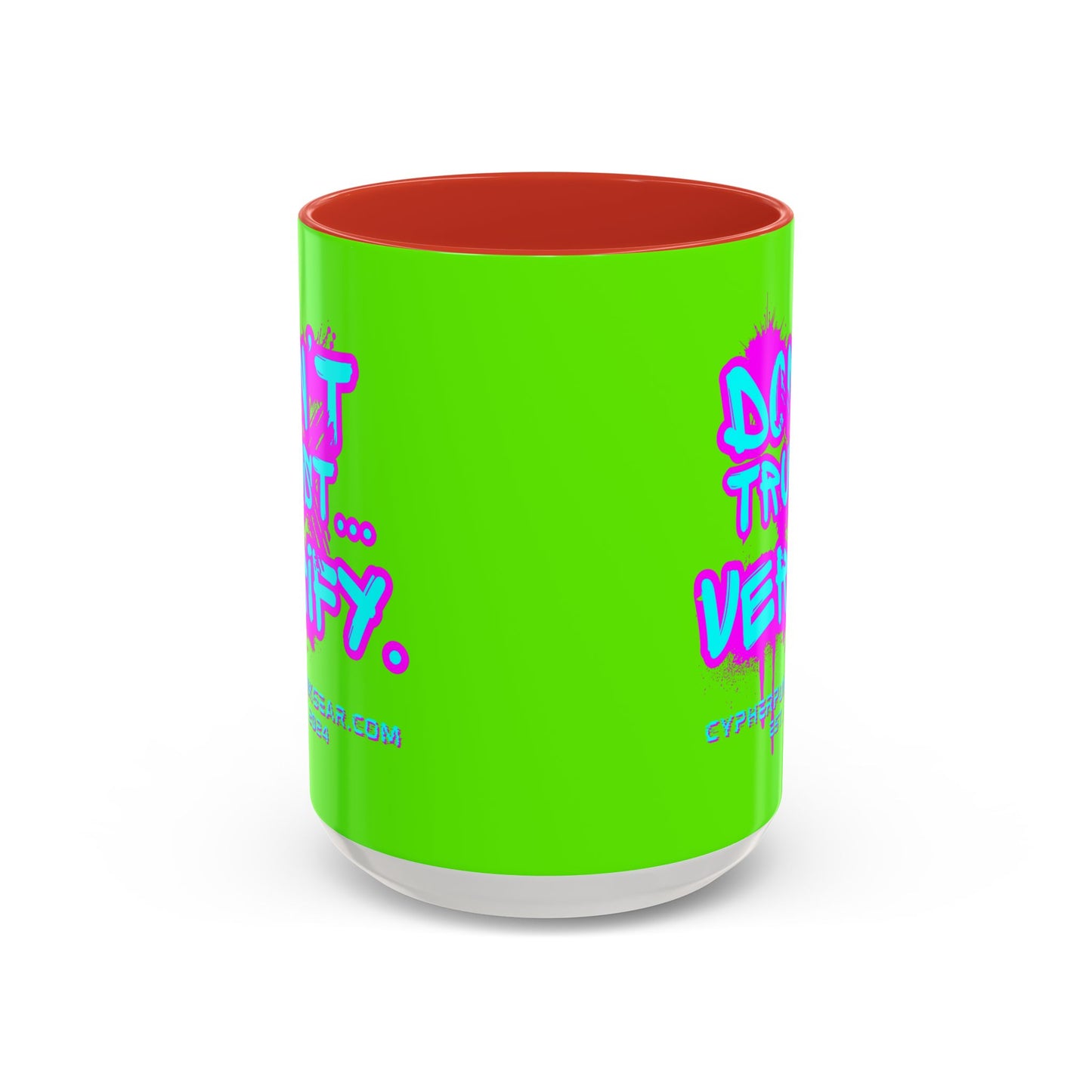 Don't Trust...Verify. Green Accent Mug by cypherpunkgear.com