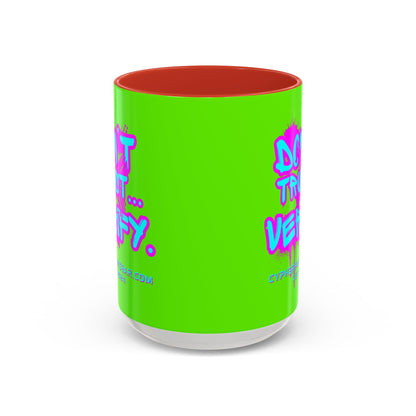 Don't Trust...Verify. Green Accent Mug by cypherpunkgear.com