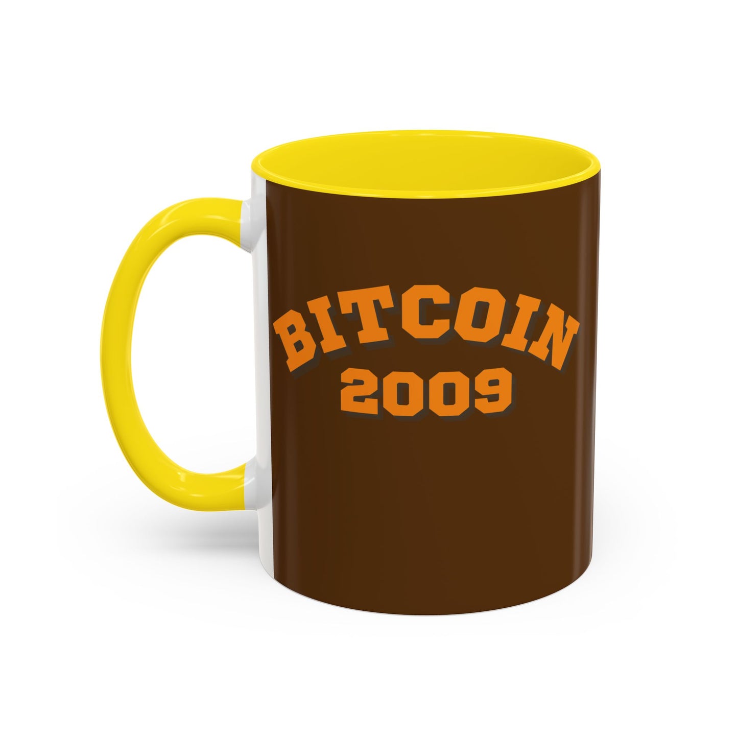 Bitcoin 2009 Brown Accent Mug by cypherpunkgear.com
