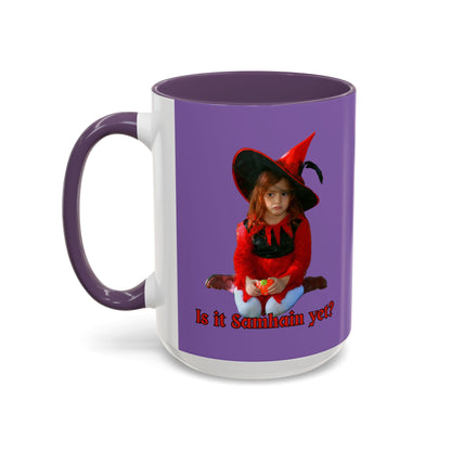 Is it Samhain yet? Light Purple Accent Mug by CreepyCrafts.boo
