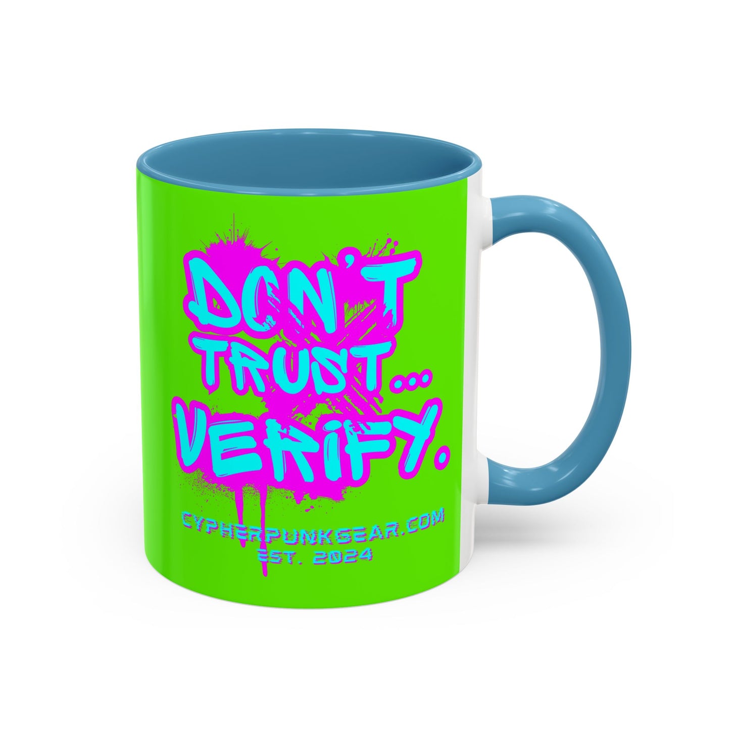 Don't Trust...Verify. Green Accent Mug by cypherpunkgear.com