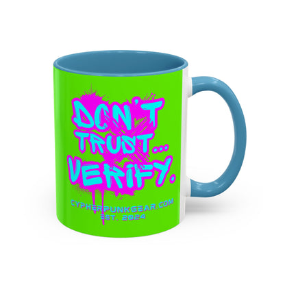 Don't Trust...Verify. Green Accent Mug by cypherpunkgear.com