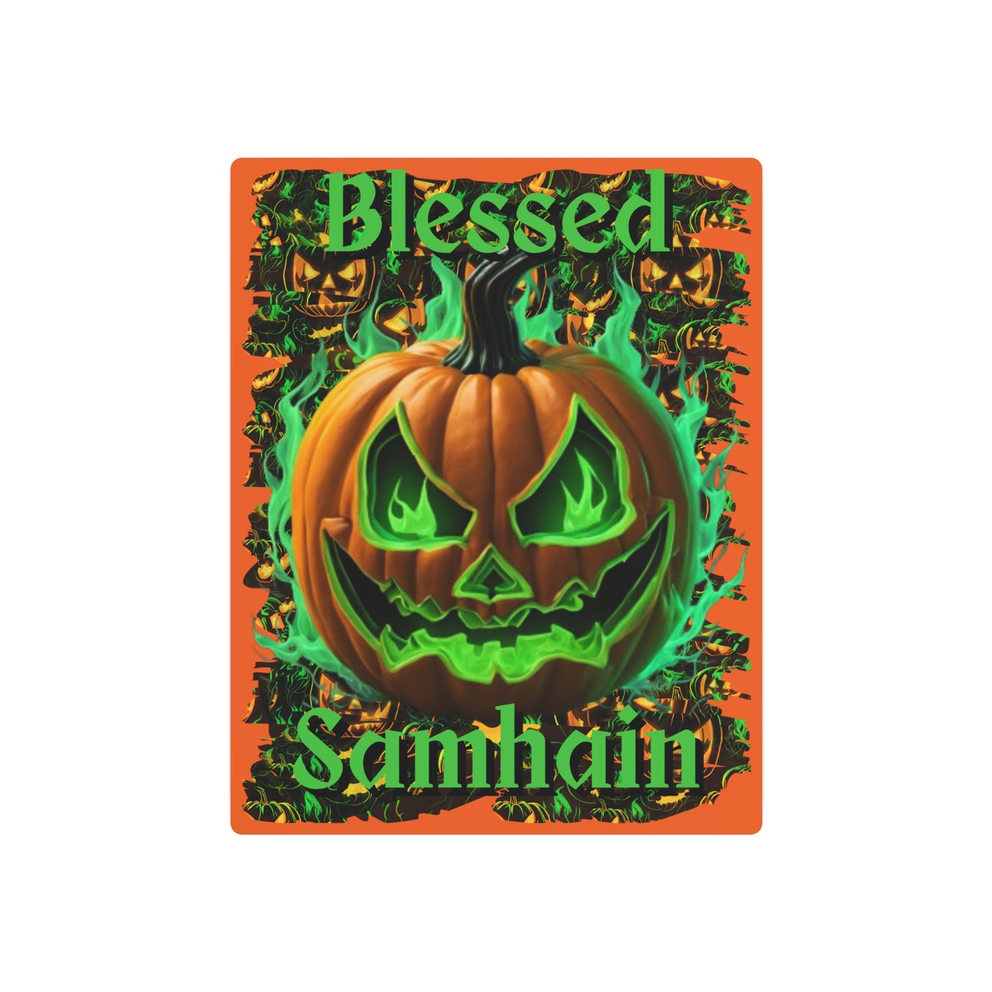Blessed Samhain Green Jack Metal Art Sign by CreepyCrafts.boo