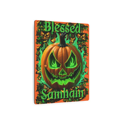 Blessed Samhain Green Jack Metal Art Sign by CreepyCrafts.boo