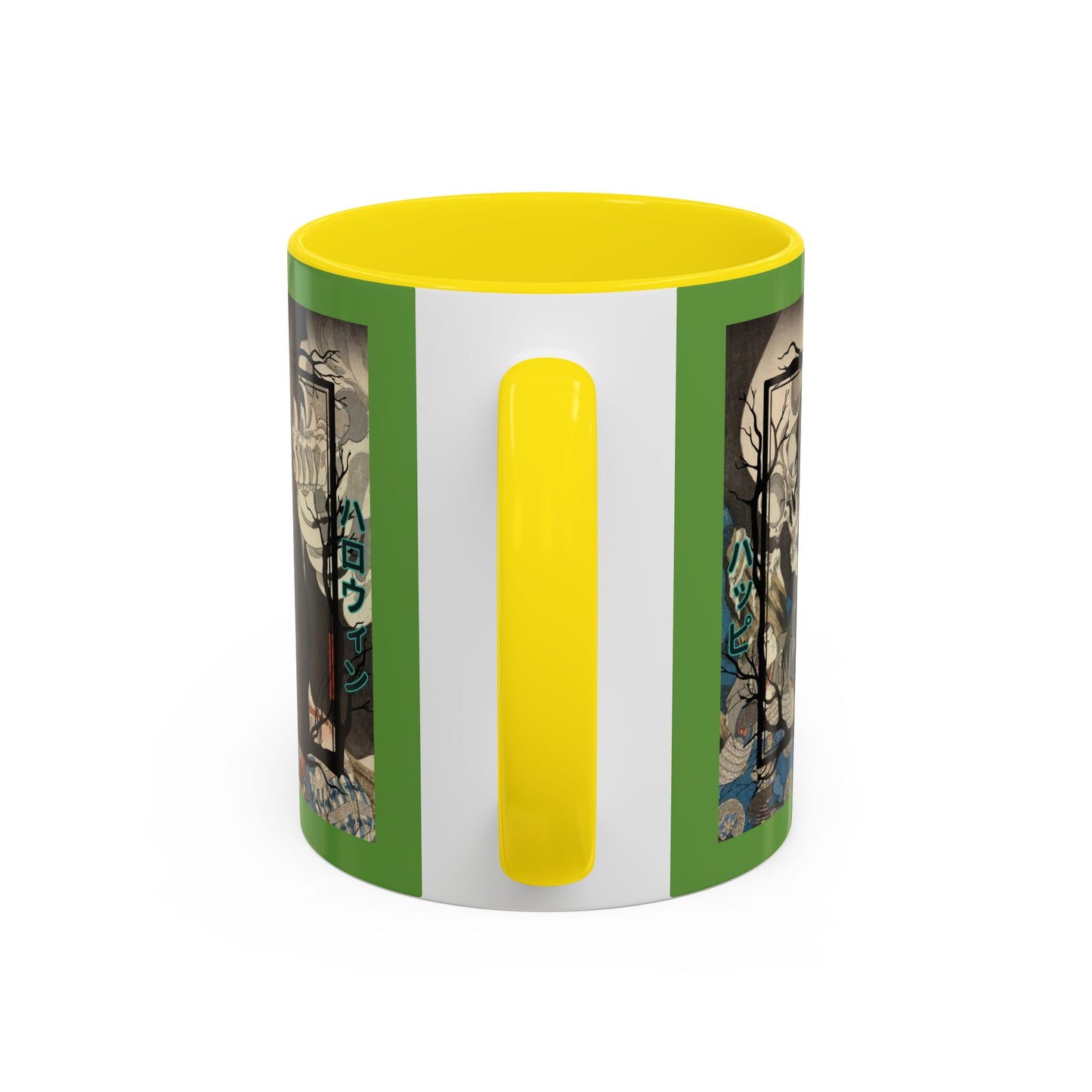 Yōkai Happy Halloween Green Accent Mug by CreepyCrafts.boo