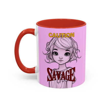 Caution, Savage Pink Accent Mug by cypherpunkgear.com