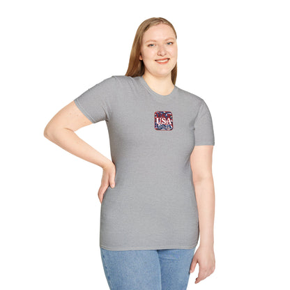 2-sided Red WHITE and Blue USA Patriot Light colors Unisex T-Shirt by cypherpunkgear.com