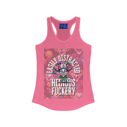 Easily Distracted by Heinous Fuckery Little Jincs Women's Racerback Tank Top by cypherpunkgear.com
