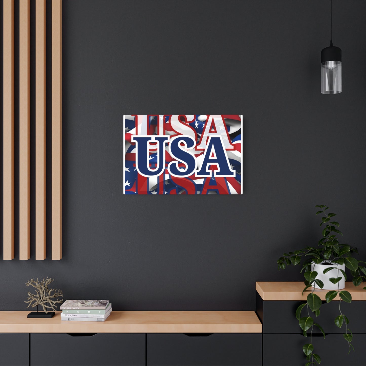 USA! USA! USA Blue Center Metal Art Sign by cypherpunkgear