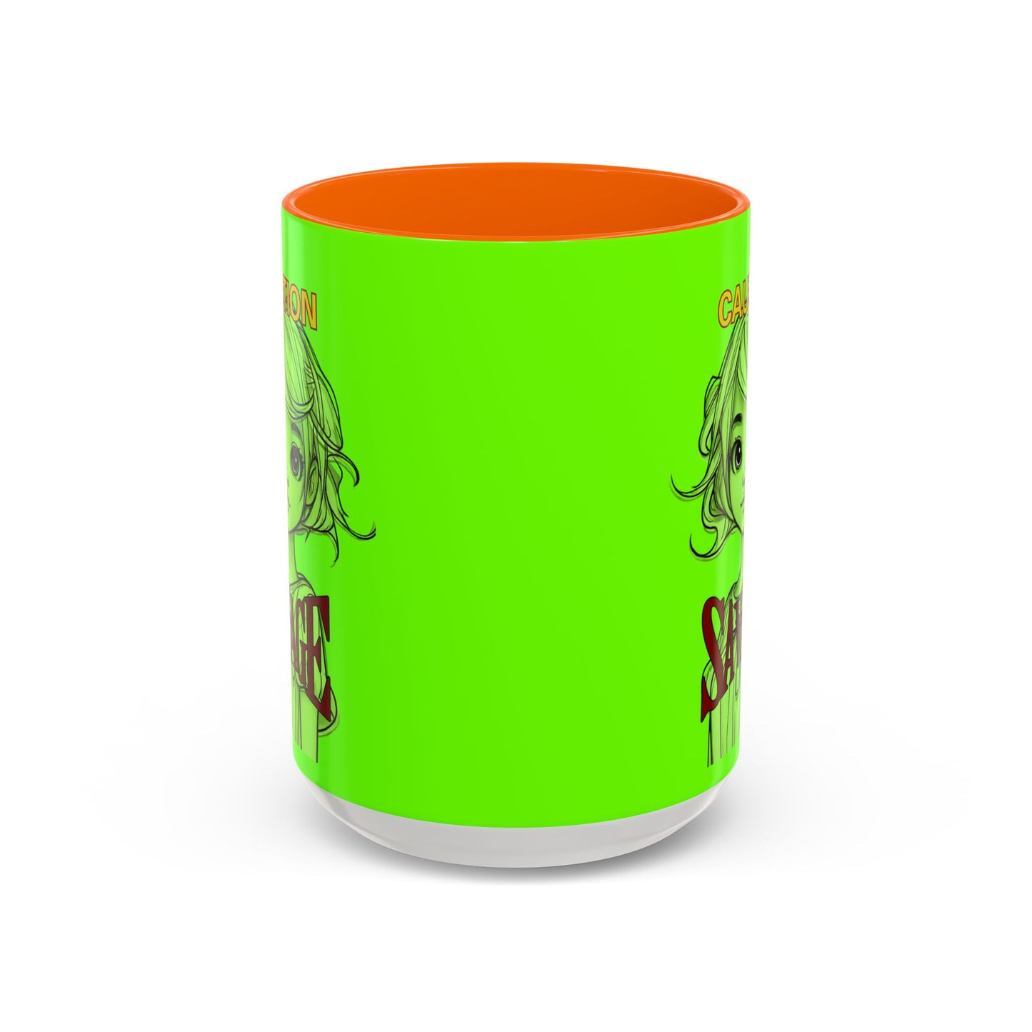 Caution, Savage Light Green Accent Mug by cypherpunkgear.com