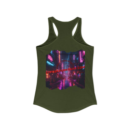 2-sided, cypherpunkgear.com Logo & Cityscape Women's Racerback Tank Top by cypherpunkgear.com