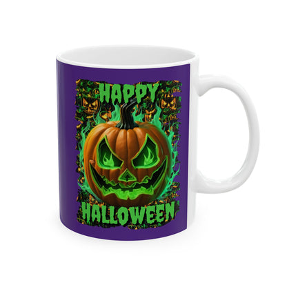 Happy Halloween Green Jack Purple Mug by cypherpunkgear