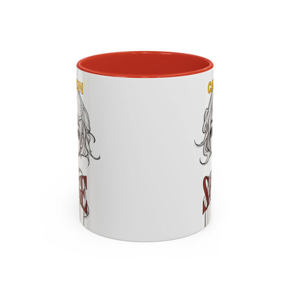 Caution, Savage White Accent Mug by cypherpunkgear.com