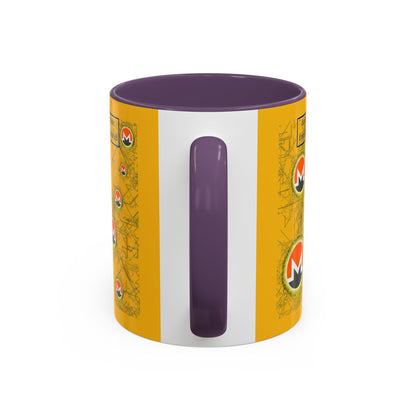 Monero (XMR) don't assume your freedoms are assured Yellow Accent Mug by cypherpunkgear.com